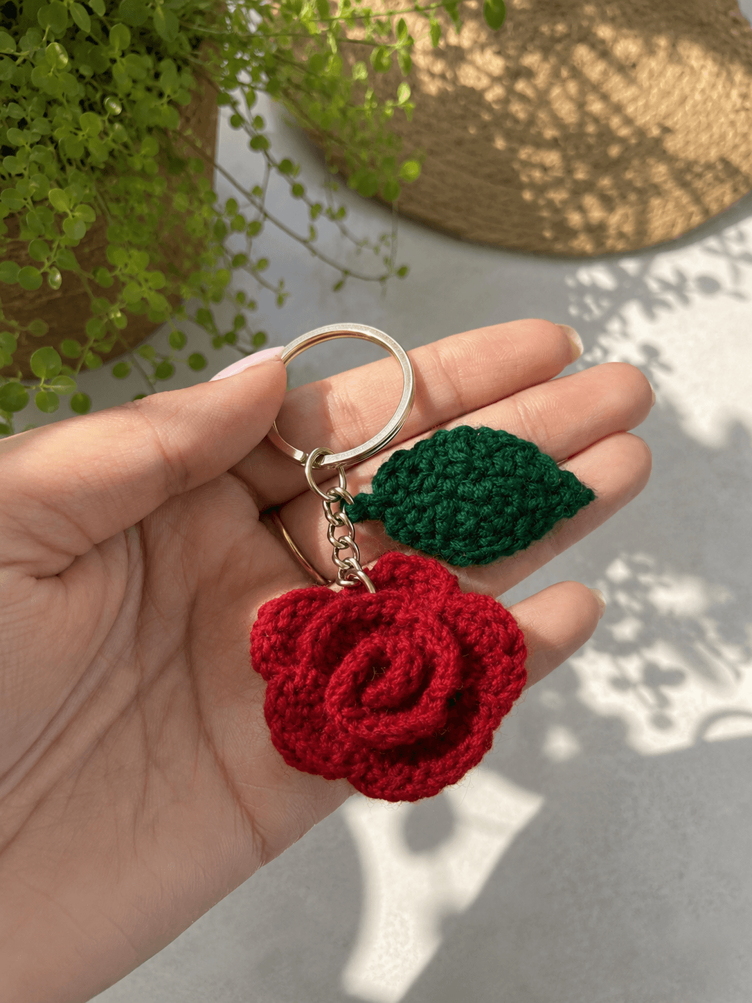 Crochet Rose Keychain