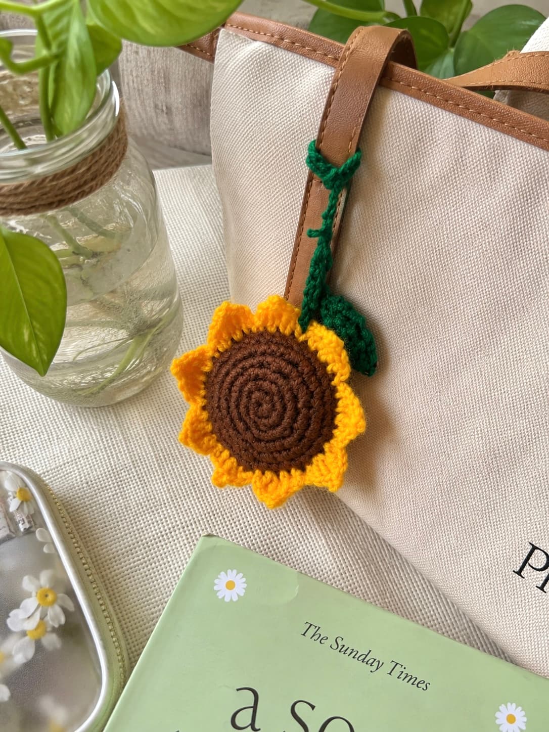 Sunflower Crochet Bag Charm handmade crochet product image 1