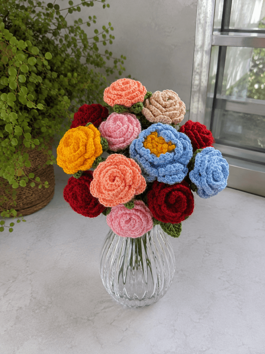 Colourful Rose Garden Bunch handmade crochet product image 1