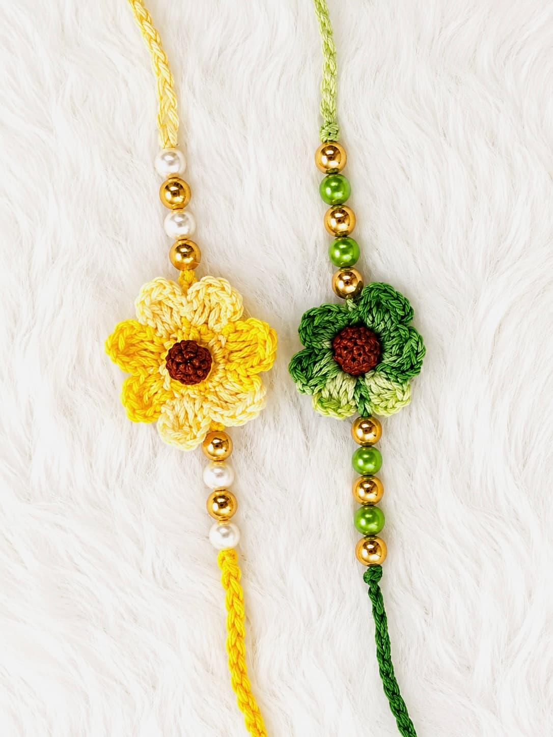 Petal & Pearl Rudraksh Rakhi Set — Set of 2