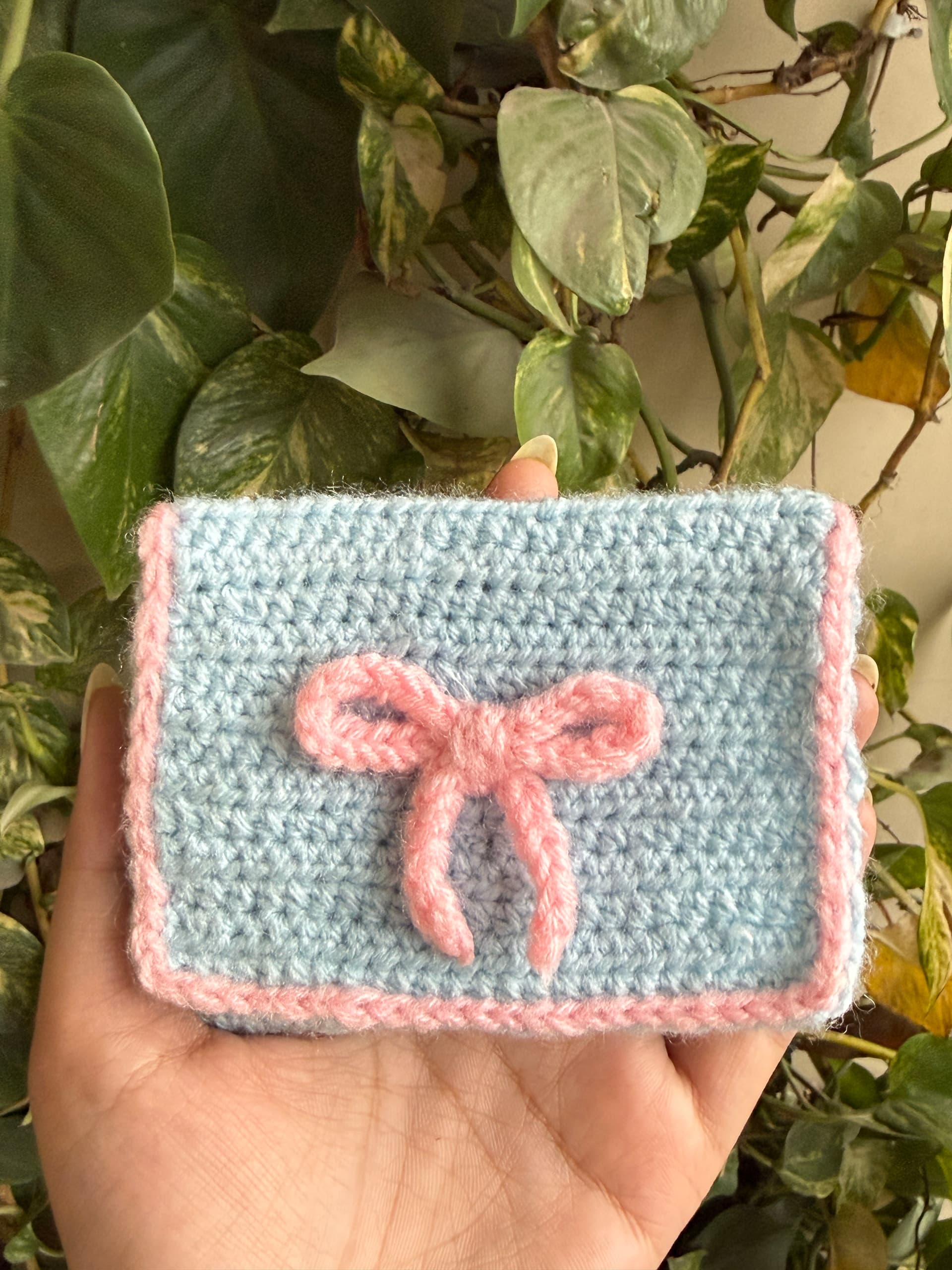 Bow & Blue Crochet Card Holder