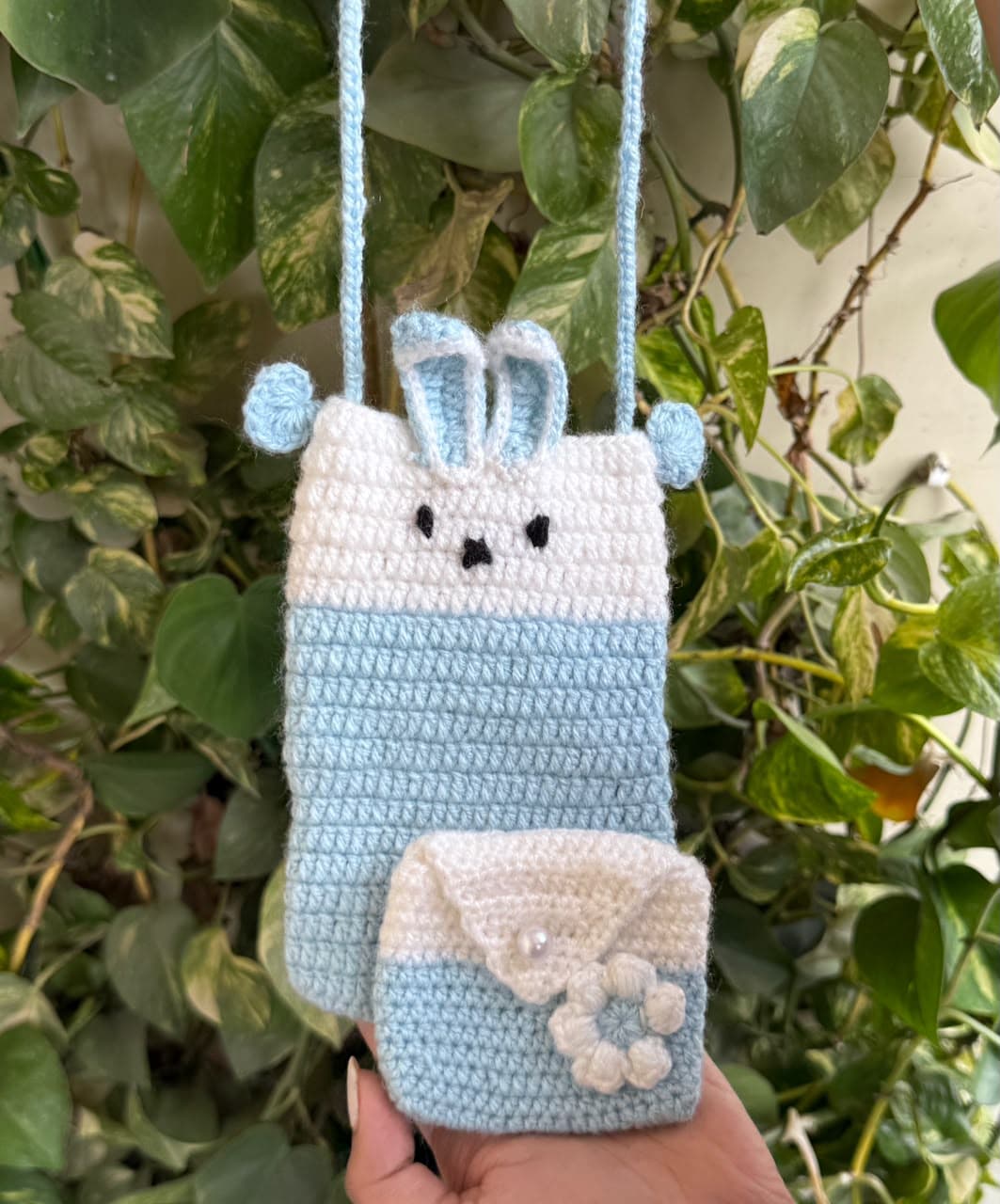 Crochet Bunny Phone & Mini Pouch Combo handmade crochet product image 1