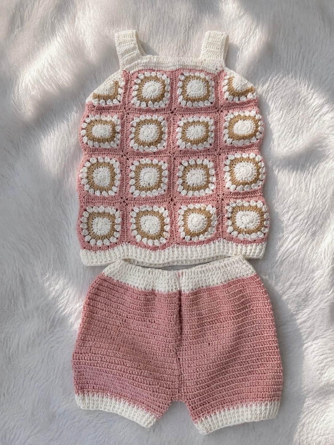 Crochet Blush Blossom Co-ord Set handmade crochet product image 1