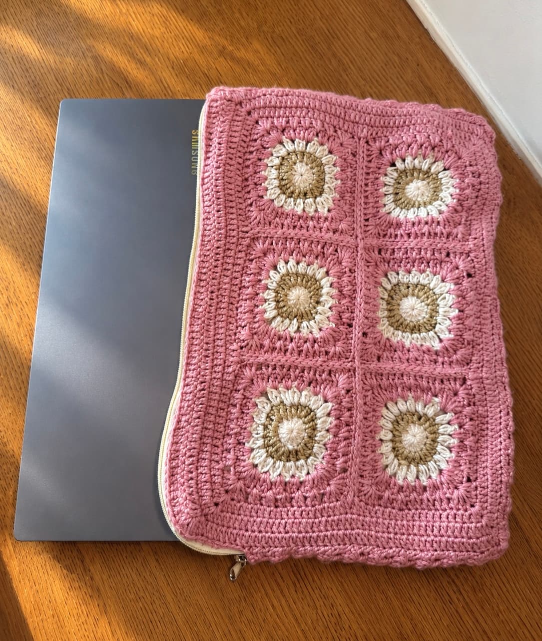 Blush Bloom Crochet Laptop Sleeve handmade crochet product image 1