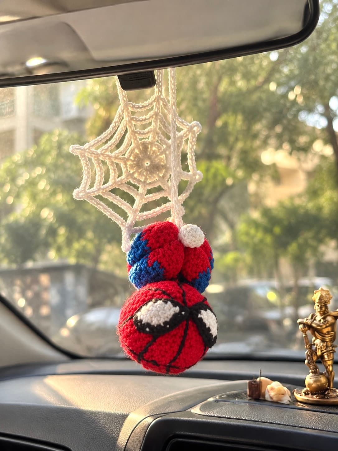 Spider Web Crochet Car Hanger | Handmade Spider-Man Car Mirror Charm handmade crochet product image 1